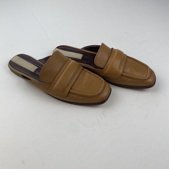 Franco Sarto Womens Duval Slip On Mule Shoes Size 7.5 M Tan Leather Square Toe - Picture 2 of 16